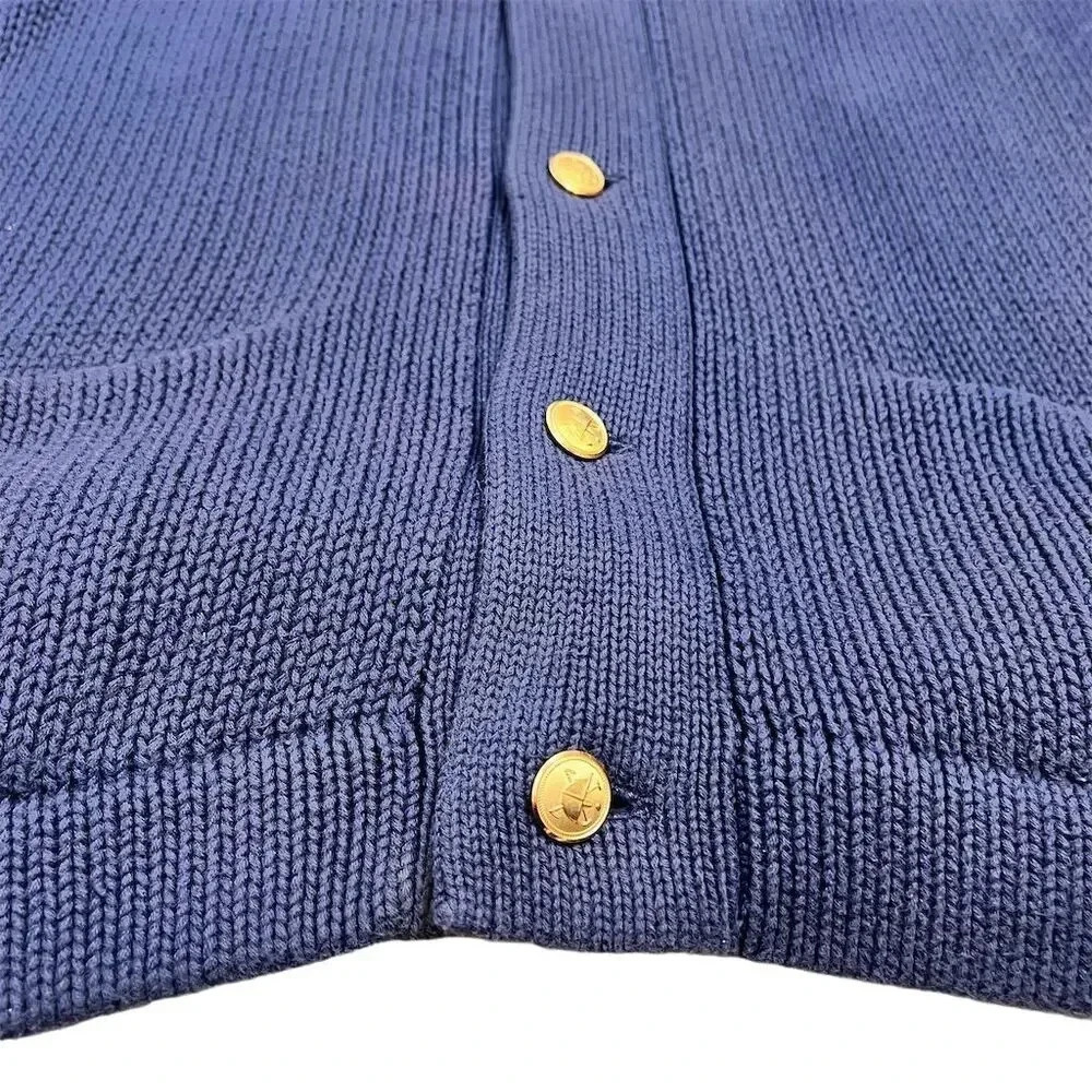Polo Ralph Lauren Men's Vintage Blue Cardigan Sweater Size M Gold Buttons - Picture 13 of 13
